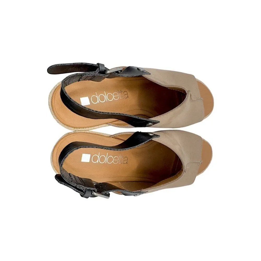 Dolcetta Selma Platform Espadrille Slingback Open-Toe Sandals | Beige 6